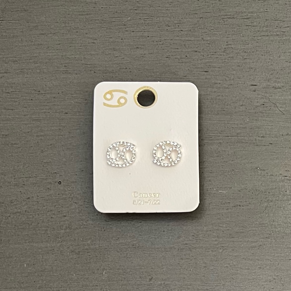 ♋️🦀 Cancer Astrological Zodiac Sign Crystal Silver Earrings June 21 - July 22